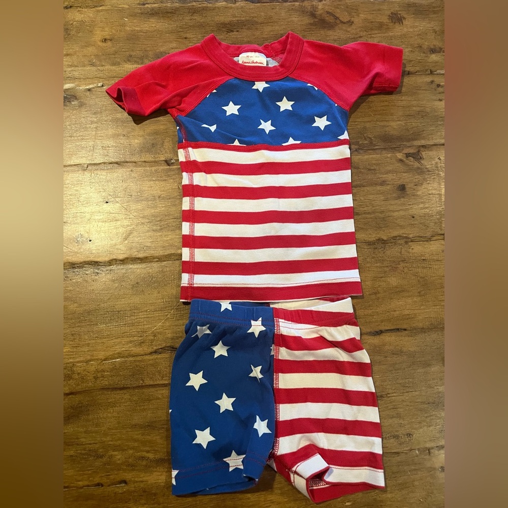 Hanna Andersson Red and Blue Stars & Stripes Kids Shorts Pajamas